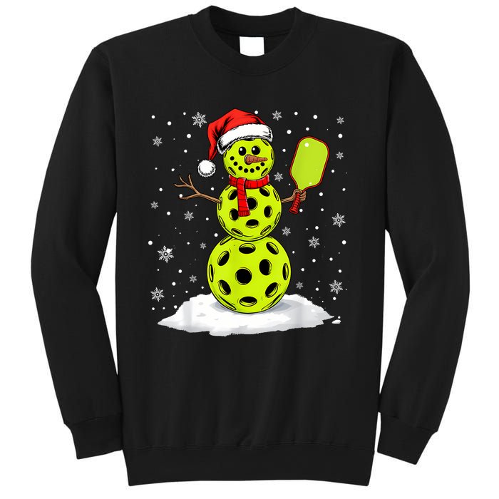 Santa Hat Snowman Xmas Funny Pickleball Lover Christmas Sweatshirt