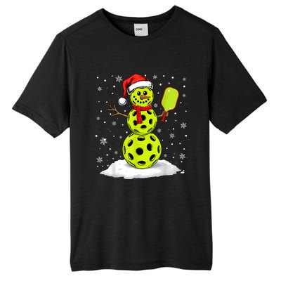 Santa Hat Snowman Xmas Funny Pickleball Lover Christmas Tall Fusion ChromaSoft Performance T-Shirt