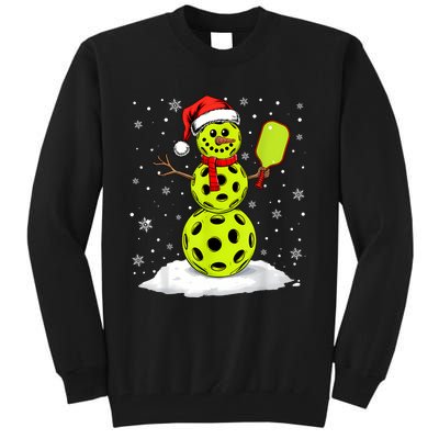 Santa Hat Snowman Xmas Funny Pickleball Lover Christmas Tall Sweatshirt