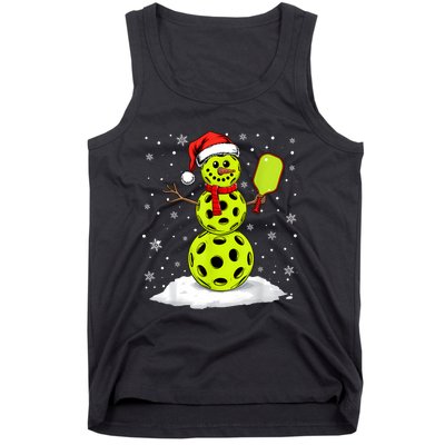 Santa Hat Snowman Xmas Funny Pickleball Lover Christmas Tank Top