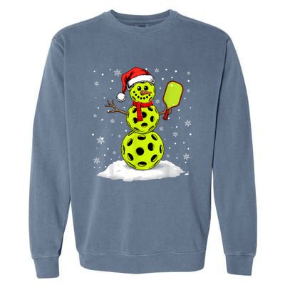 Santa Hat Snowman Xmas Funny Pickleball Lover Christmas Garment-Dyed Sweatshirt