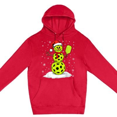 Santa Hat Snowman Xmas Funny Pickleball Lover Christmas Premium Pullover Hoodie