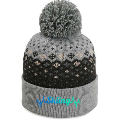 Skiing Heartbeat Skiing Teacher Winter Sports Cute Gift The Baniff Cuffed Pom Beanie