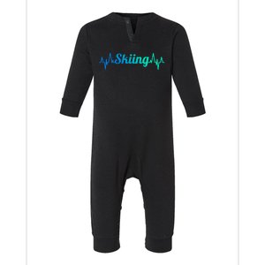 Skiing Heartbeat Skiing Teacher Winter Sports Cute Gift Infant Fleece One Piece