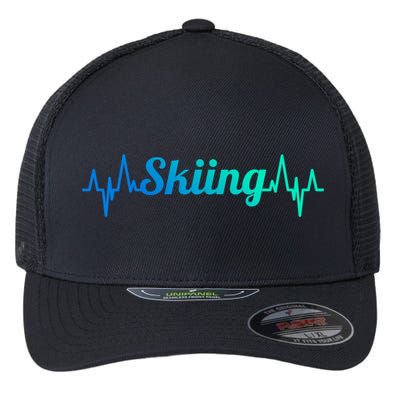 Skiing Heartbeat Skiing Teacher Winter Sports Cute Gift Flexfit Unipanel Trucker Cap