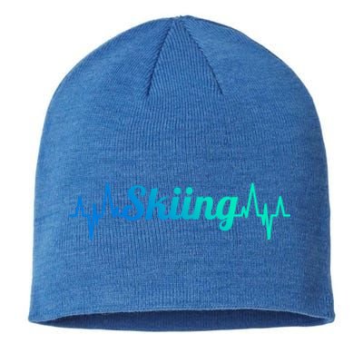 Skiing Heartbeat Skiing Teacher Winter Sports Cute Gift Sustainable Beanie