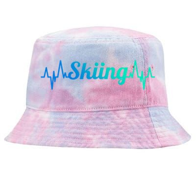 Skiing Heartbeat Skiing Teacher Winter Sports Cute Gift Tie-Dyed Bucket Hat