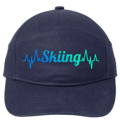 Skiing Heartbeat Skiing Teacher Winter Sports Cute Gift 7-Panel Snapback Hat