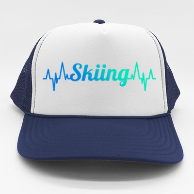 Skiing Heartbeat Skiing Teacher Winter Sports Cute Gift Trucker Hat