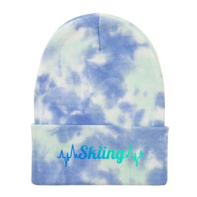 Skiing Heartbeat Skiing Teacher Winter Sports Cute Gift Tie Dye 12in Knit Beanie