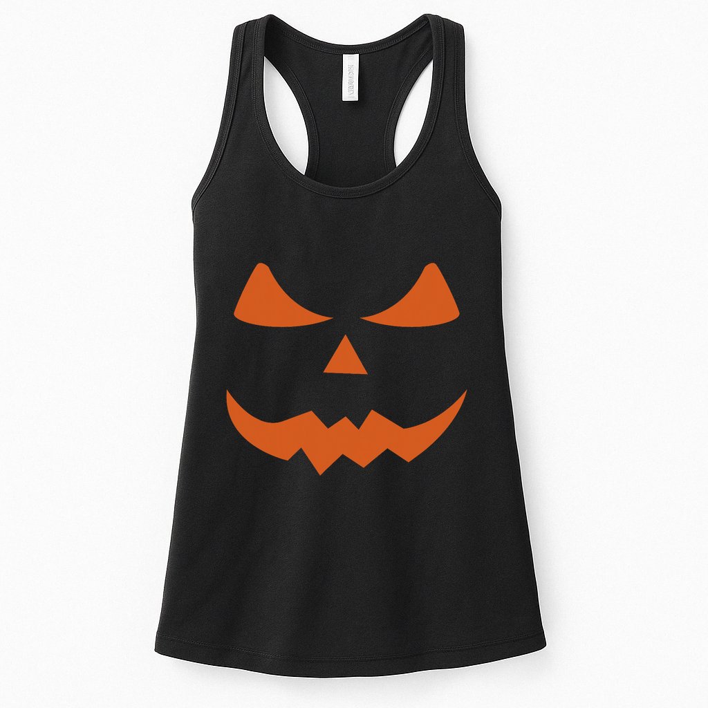 Scary Halloween Smiling Pumpkin Face Family Costume Womens Tank Top