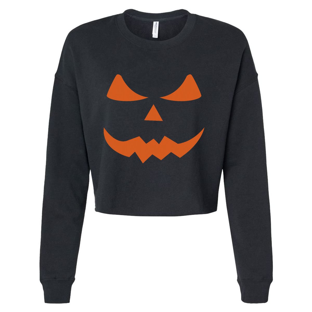 Scary Halloween Smiling Pumpkin Face Family Costume Cropped Pullover Crew