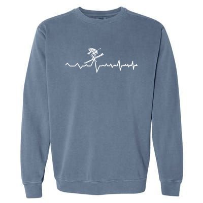 Skier Heartbeat Ski Instructor Winter Sport Skiing Ski Gift Garment-Dyed Sweatshirt