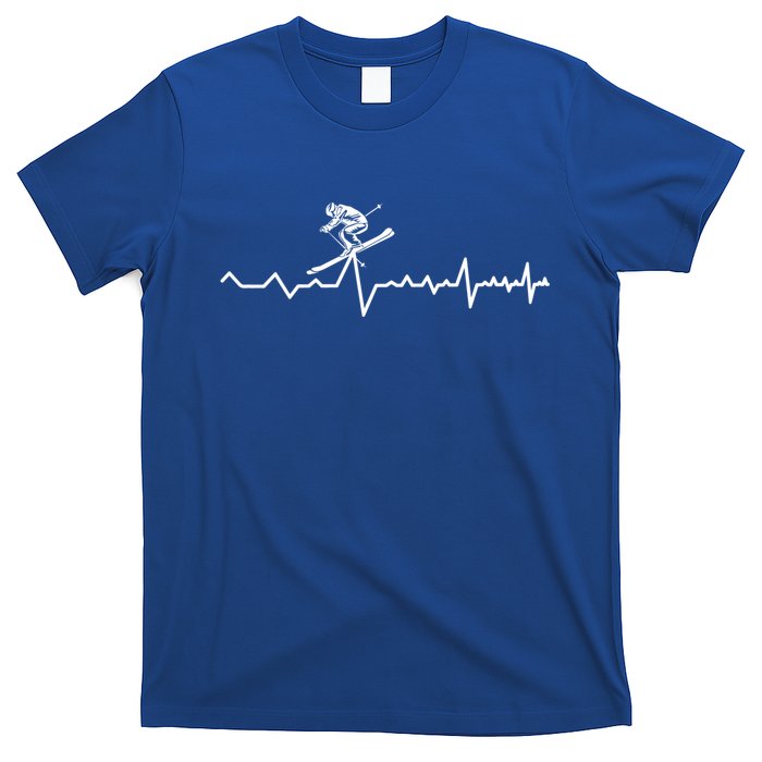 Skier Heartbeat Ski Instructor Winter Sport Skiing Ski Gift T-Shirt