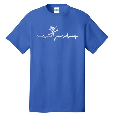 Skier Heartbeat Ski Instructor Winter Sport Skiing Ski Gift Tall T-Shirt