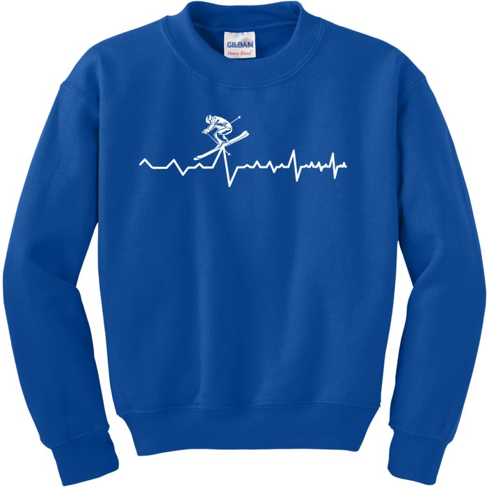 Skier Heartbeat Ski Instructor Winter Sport Skiing Ski Gift Kids Sweatshirt