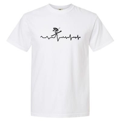 Skier Heartbeat Ski Instructor Winter Sport Skiing Ski Gift Garment-Dyed Heavyweight T-Shirt