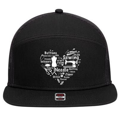 Sewing Heart Sewing Lover 7 Panel Mesh Trucker Snapback Hat