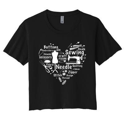 Sewing Heart Sewing Lover Women's Crop Top Tee