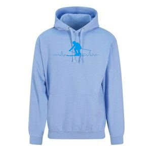 Skier Heartbeat Skiing Lover Fathers Day Funny Gift Unisex Surf Hoodie