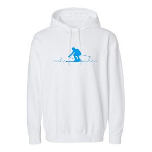 Skier Heartbeat Skiing Lover Fathers Day Funny Gift Garment-Dyed Fleece Hoodie