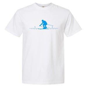 Skier Heartbeat Skiing Lover Fathers Day Funny Gift Garment-Dyed Heavyweight T-Shirt