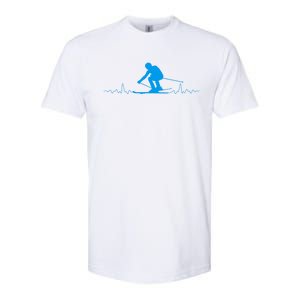 Skier Heartbeat Skiing Lover Fathers Day Funny Gift Softstyle CVC T-Shirt