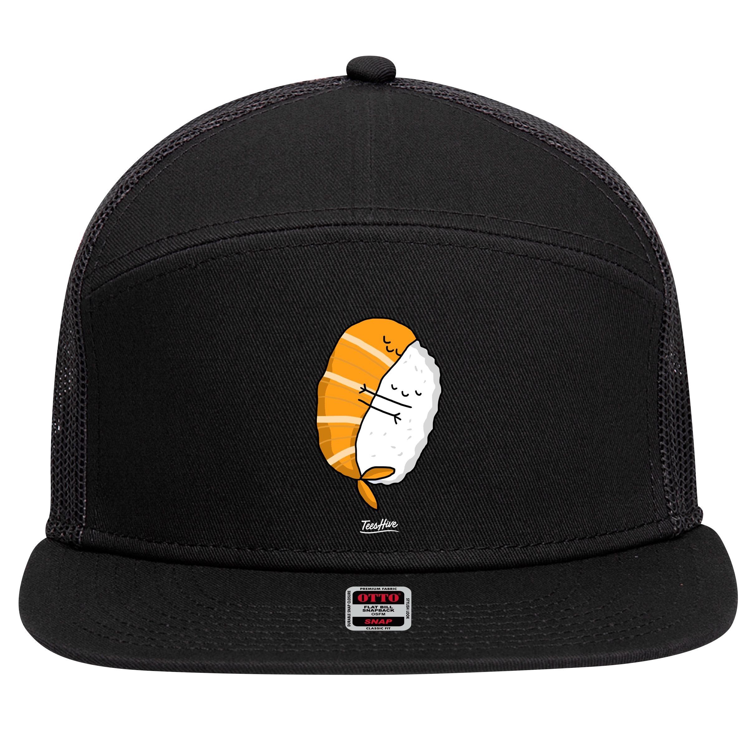 Sushi Hug Sushi Hugging Cute Sushi Lover Cute Gift 7 Panel Mesh Trucker Snapback Hat