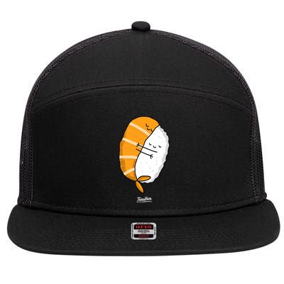 Sushi Hug Sushi Hugging Cute Sushi Lover Cute Gift 7 Panel Mesh Trucker Snapback Hat