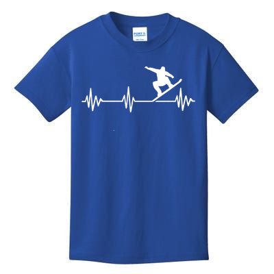 Snowboarder Heartbeat Snowboarding Skiing Gift Kids T-Shirt