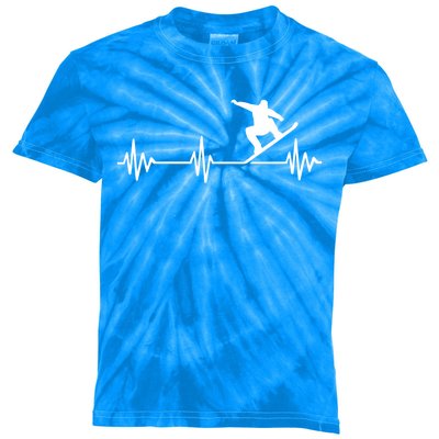 Snowboarder Heartbeat Snowboarding Skiing Gift Kids Tie-Dye T-Shirt