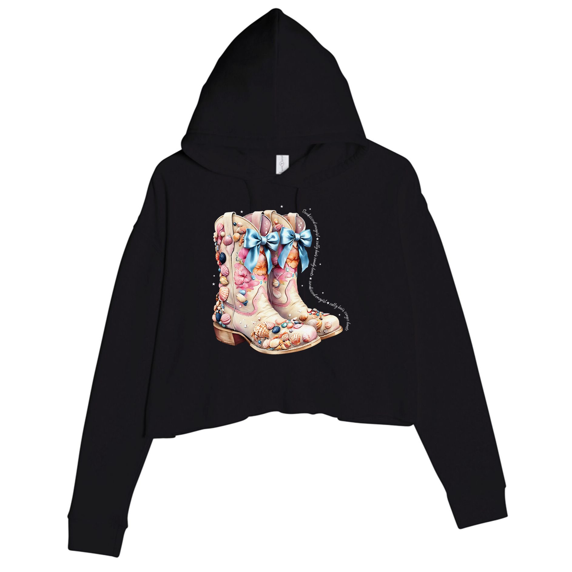 Slty Hair Sandy Boots Western Summer Cowgirl Western Crop Fleece Hoodie