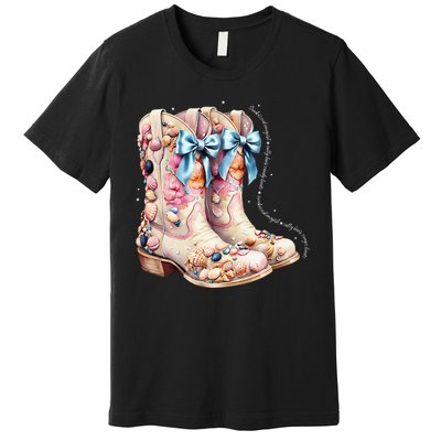 Slty Hair Sandy Boots Western Summer Cowgirl Western Premium T-Shirt