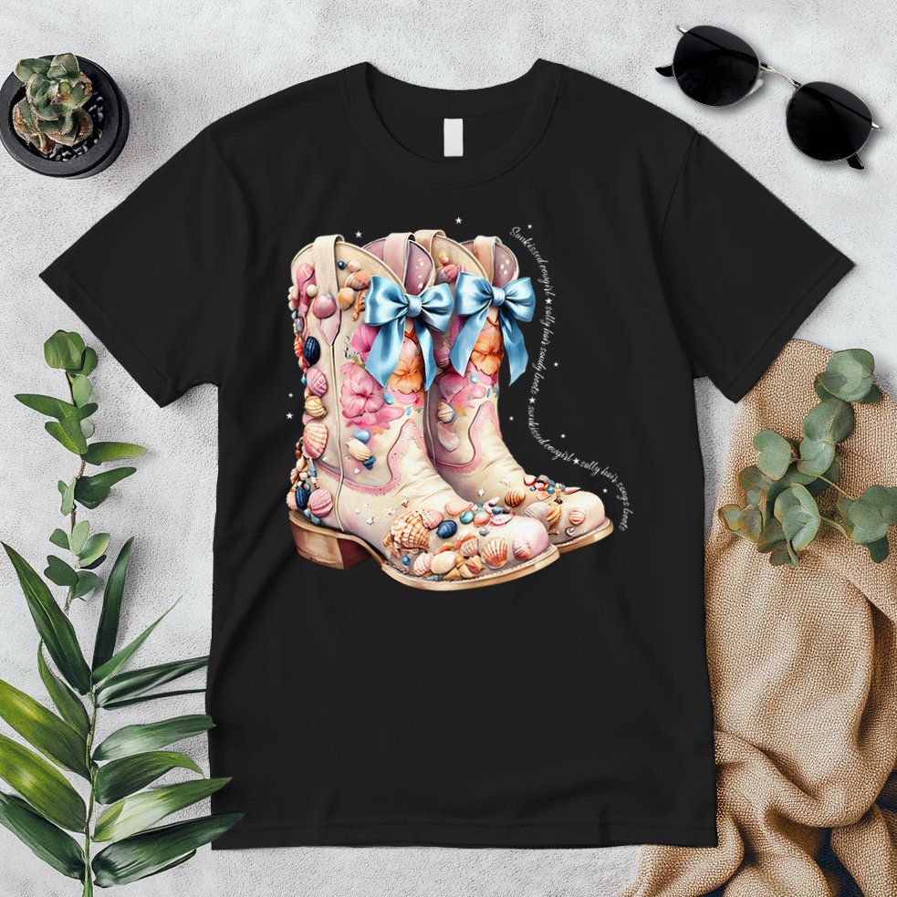 Slty Hair Sandy Boots Western Summer Cowgirl Western Premium T-Shirt