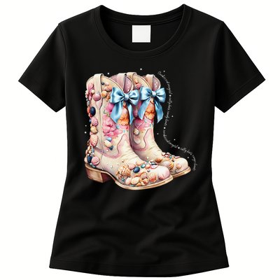 Slty Hair Sandy Boots Western Summer Cowgirl Western Womens T-Shirt
