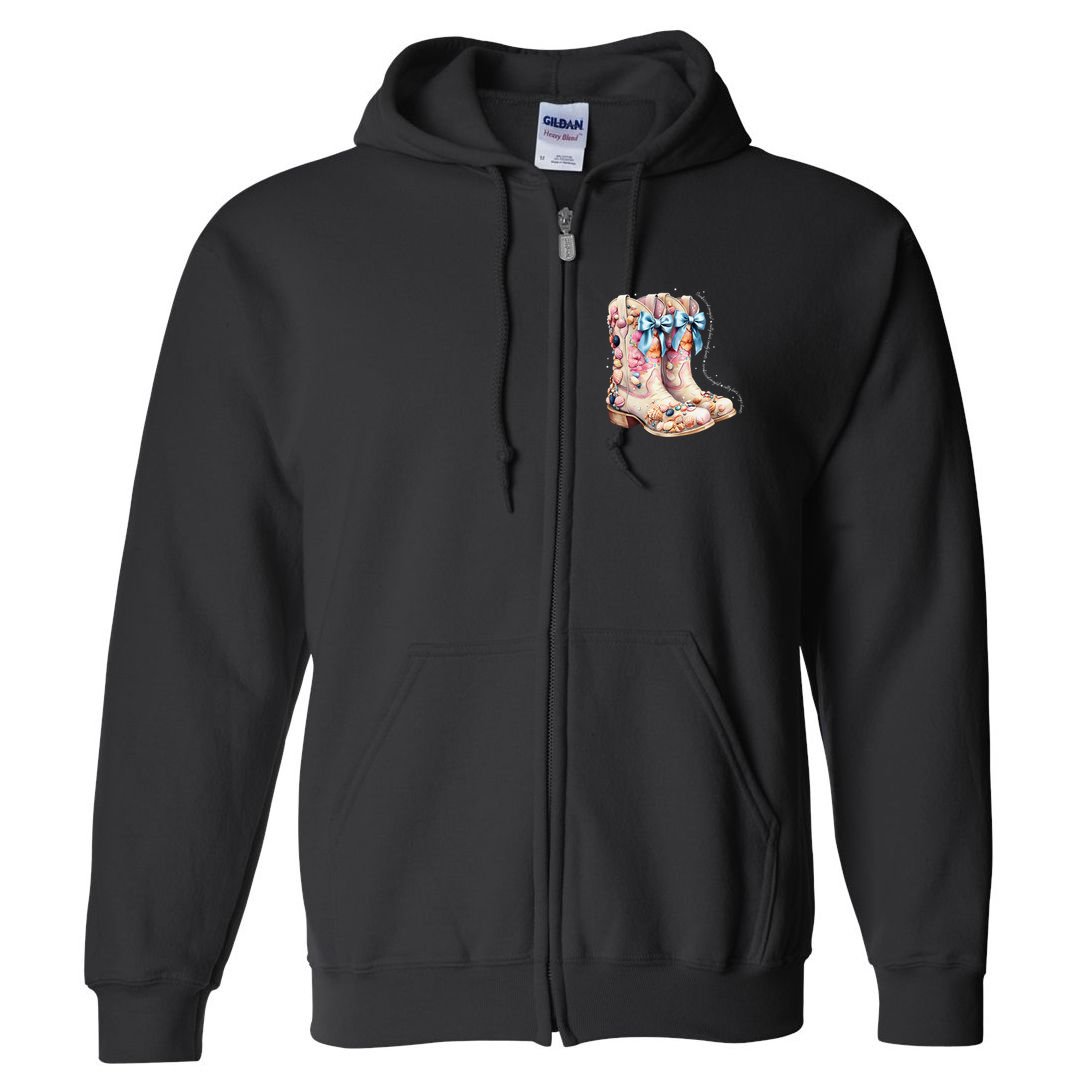 Slty Hair Sandy Boots Western Summer Cowgirl Western Full Zip Hoodie