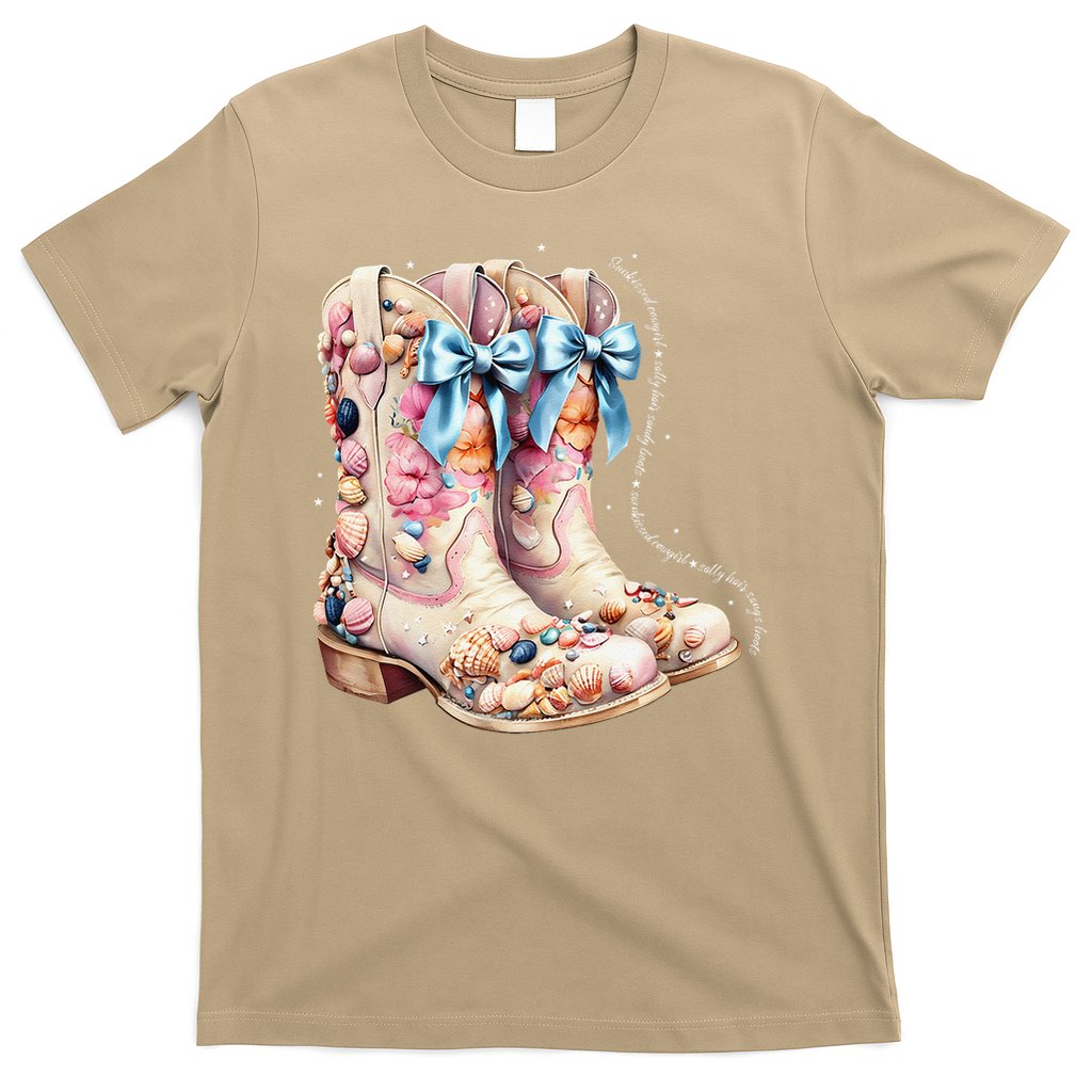 Slty Hair Sandy Boots Western Summer Cowgirl Western T-Shirt