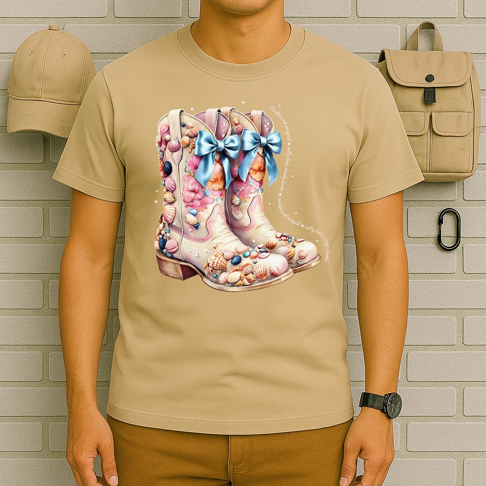 Slty Hair Sandy Boots Western Summer Cowgirl Western T-Shirt