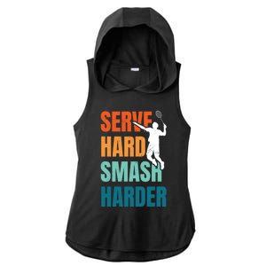 Serve Hard Smash Harder Badminton Player Shuttlecock Sport Cute Gift Ladies PosiCharge Tri-Blend Wicking Draft Hoodie Tank