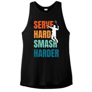 Serve Hard Smash Harder Badminton Player Shuttlecock Sport Cute Gift Ladies PosiCharge Tri-Blend Wicking Tank