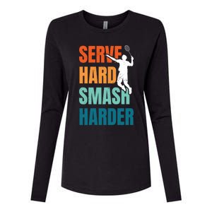 Serve Hard Smash Harder Badminton Player Shuttlecock Sport Cute Gift Womens Cotton Relaxed Long Sleeve T-Shirt