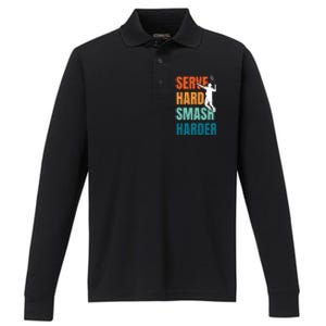 Serve Hard Smash Harder Badminton Player Shuttlecock Sport Cute Gift Performance Long Sleeve Polo