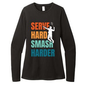 Serve Hard Smash Harder Badminton Player Shuttlecock Sport Cute Gift Womens CVC Long Sleeve Shirt