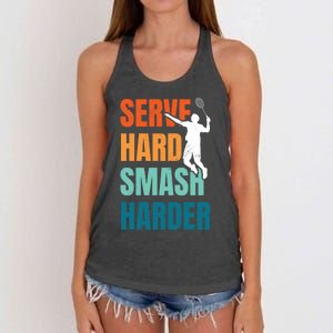 Serve Hard Smash Harder Badminton Player Shuttlecock Sport Cute Gift Women's Knotted Racerback Tank