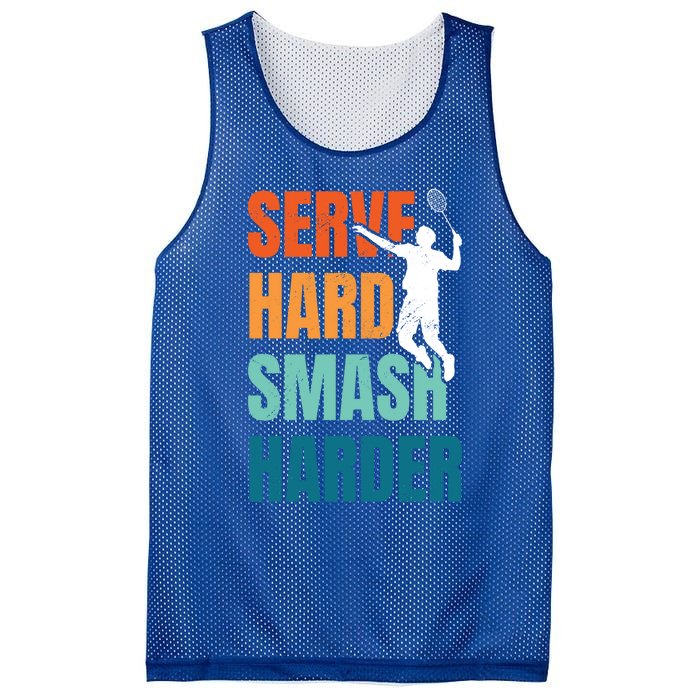 Serve Hard Smash Harder Badminton Player Shuttlecock Sport Cute Gift Mesh Reversible Basketball Jersey Tank