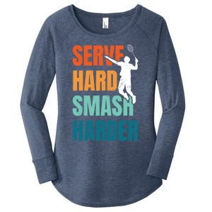 Serve Hard Smash Harder Badminton Player Shuttlecock Sport Cute Gift Women's Perfect Tri Tunic Long Sleeve Shirt