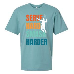 Serve Hard Smash Harder Badminton Player Shuttlecock Sport Cute Gift Sueded Cloud Jersey T-Shirt