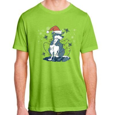 Siberian Husky Santa Claus Christmas Tree Lights Xmas Dog Gift Adult ChromaSoft Performance T-Shirt