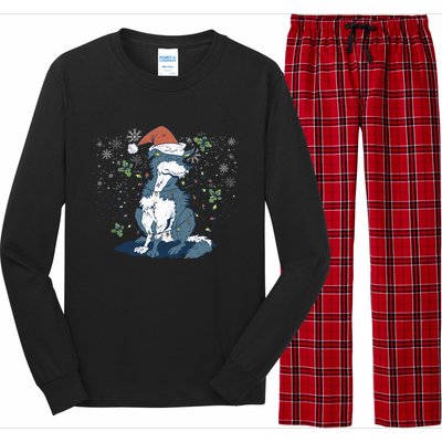 Siberian Husky Santa Claus Christmas Tree Lights Xmas Dog Gift Long Sleeve Pajama Set