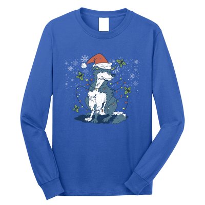 Siberian Husky Santa Claus Christmas Tree Lights Xmas Dog Gift Long Sleeve Shirt